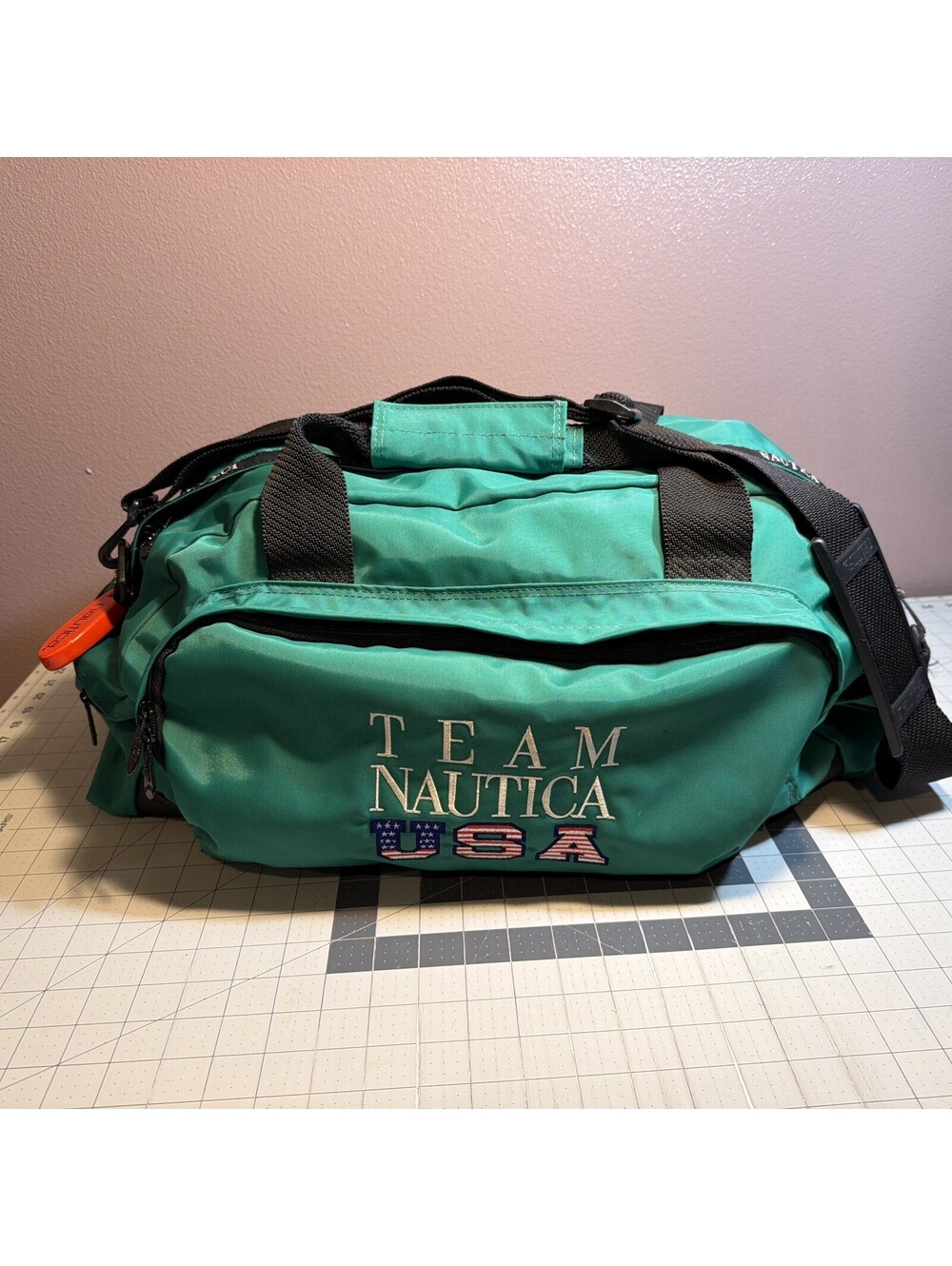 Team Nautica USA Vintage 90's Duffle Bag Carryon Green